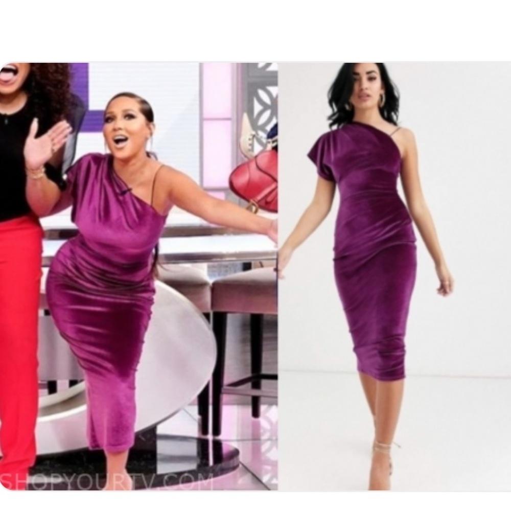 Elegant Purple Velvet One-Shoulder Dress